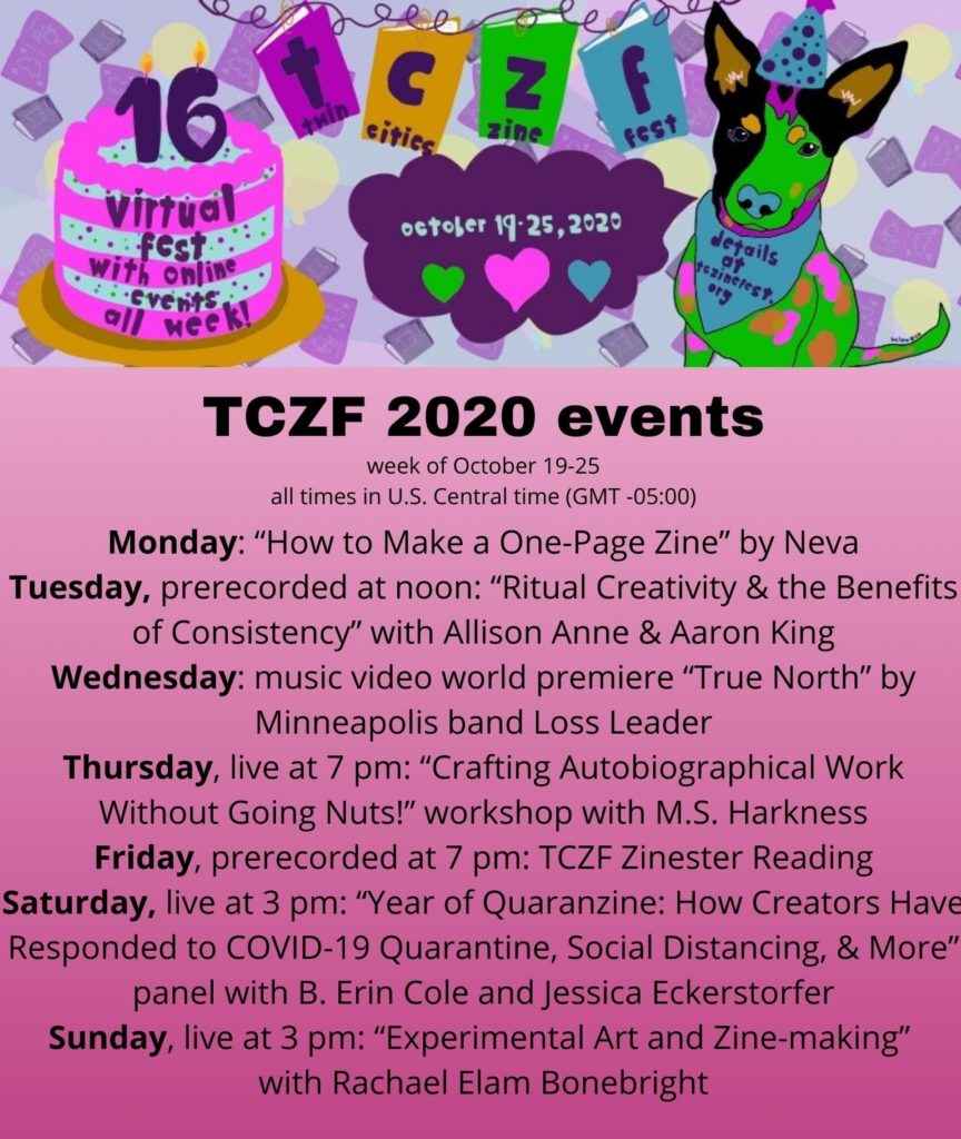 flyer with listing of the 2020 TCZF events in sharable format